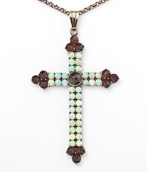 Goettgen Collier Kette mit Anhänger Granat Opal 925