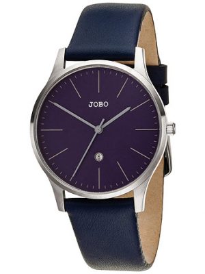 JOBO Damen Armbanduhr Quarz Analog Edelstahl Lederband blau Datum Damenuhr