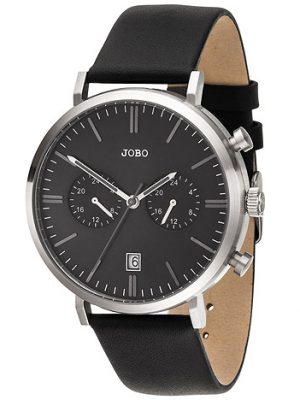 JOBO Herren Armbanduhr Quarz Analog Edelstahl Lederband Datum Herrenuhr