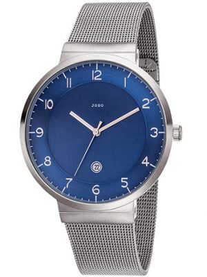 JOBO Herren Armbanduhr blau Quarz Analog Edelstahl Datum Herrenuhr