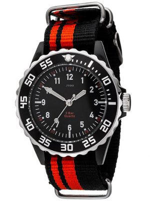 JOBO Kinder Armbanduhr Quarz Analog schwarz rot Kinderuhr