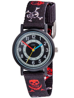 JOBO Kinder Armbanduhr Totenkopf Pirat Quarz Analog Aluminium Kinderuhr