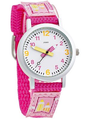 JOBO Kinder Armbanduhr pink Quarz Analog Aluminium Edelstahlboden Kinderuhr