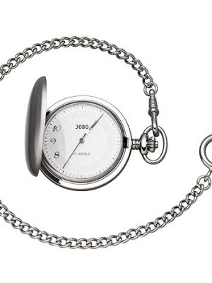 JOBO Taschenuhr mit Kette Handaufzug verchromt mit Sprung-Deckel