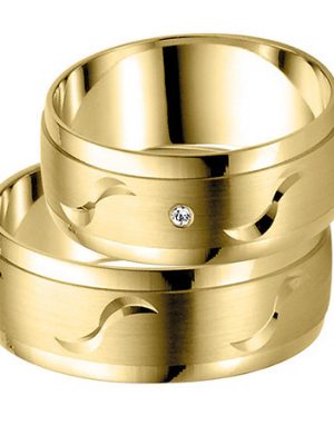 LOVE by Goettgen Trauringe Paar, Gelb 333 Gold, Eheringe, bei Damenring inkl. 1 Brillant