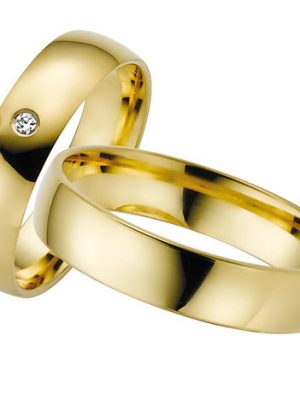 LOVE by Goettgen Trauringe Paar, Gelb 333 Gold, Eheringe, bei Damenring inkl. 1 Brillant