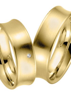 LOVE by Goettgen Trauringe Paar, Gelb 333 Gold, Eheringe, bei Damenring inkl. 1 Brillant