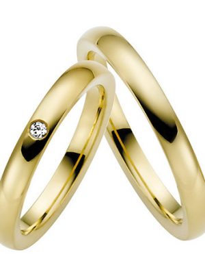 LOVE by Goettgen Trauringe Paar, Gelb 333 Gold, Eheringe, bei Damenring inkl. 1 Brillant