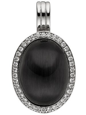 SIGO Anhänger Einhänger Oval 925 Sterling Silber Mondstein-Imitation und 38 Zirkonia