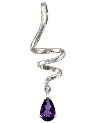 SIGO Anhänger Tropfen 925 Sterling Silber rhodiniert 1 Amethyst lila violett