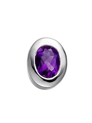 SIGO Anhänger oval 925 Sterling Silber rhodiniert 1 Amethyst violett lila