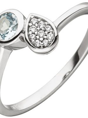 SIGO Damen Ring 925 Silber 1 Blautopas hellblau blau 9 Zirkonia