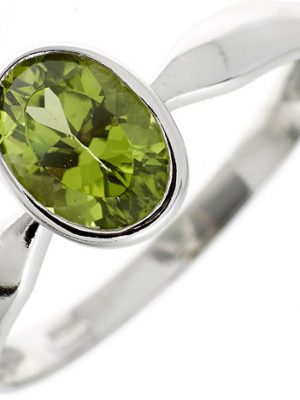 SIGO Damen Ring 925 Sterling Silber rhodiniert 1 Peridot grün Silberring