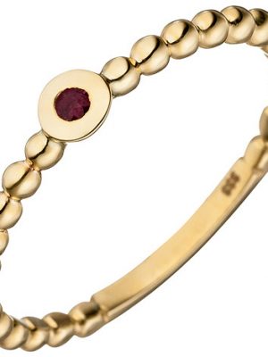 SIGO Damen Ring Kugel 333 Gold Gelbgold 1 Rubin rot Kugelring Rubinring