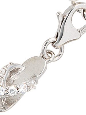 SIGO Einhänger Charm Flip-Flop 925 Sterling Silber rhodiniert 7 Zirkonia