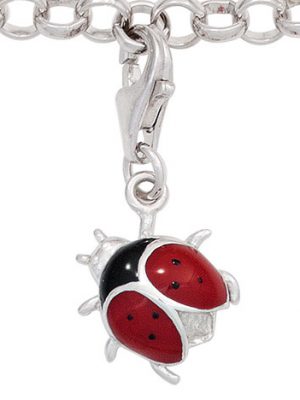 SIGO Einhänger Charm Marienkäfer 925 Sterling Silber rhodiniert rot schwarz lackiert