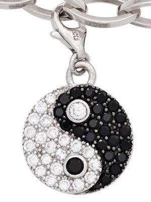 SIGO Einhänger Charm Ying Yang 925 Sterling Silber rhodiniert mit Zirkonia