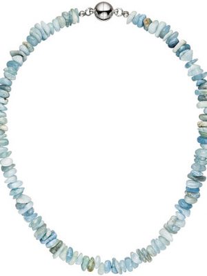 SIGO Halskette Kette Aquamarin hellblau blau 45 cm Aquamarinkette Steinkette