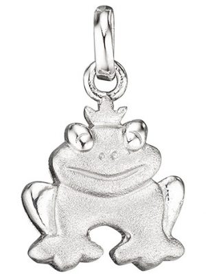 SIGO Kinder Anhänger Frosch 925 Sterling Silber rhodiniert mattiert Kinderanhänger