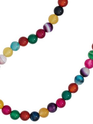 SIGO Kinder Edelsteinkette mit Achaten bunt 38 cm endlos Halskette Kette auf Gummi
