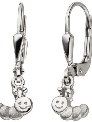 SIGO Kinder Ohrhänger Raupe 925 Sterling Silber mattiert Ohrringe Kinderohrringe