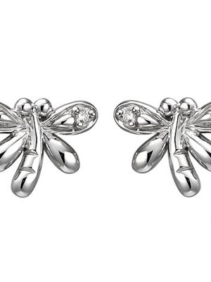 SIGO Kinder Ohrstecker Libelle 925 Sterling Silber 4 Zirkonia Ohrringe