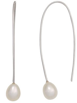 SIGO Ohrhänger 925 Sterling Silber 2 Süßwasser Perlen Ohrringe Perlenohrringe