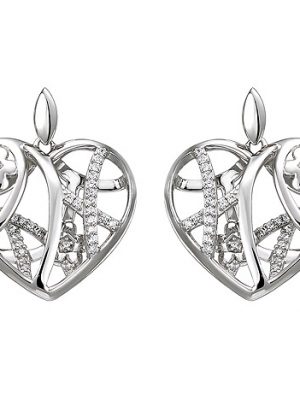 SIGO Ohrhänger Herz/Blumen 925 Sterling Silber 70 Zirkonia Ohrringe