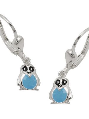 SIGO Ohrringe Brisur, Pinguin blau, Silber 925