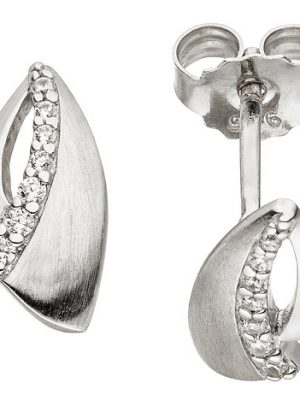 SIGO Ohrstecker 925 Sterling Silber matt 14 Zirkonia Ohrringe Silberohrringe