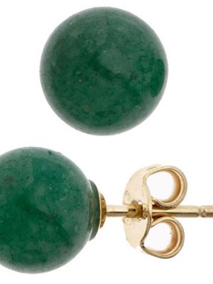 SIGO Ohrstecker Kugel 333 Gold Gelbgold 2 Aventurine grün Ohrringe Goldohrstecker