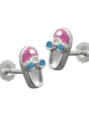 SIGO Ohrstecker, Schuh rosa-hellblau, Silber 925