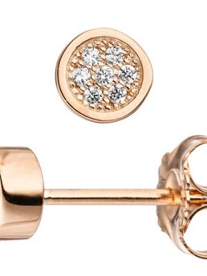 SIGO Ohrstecker rund 925 Silber rotgold vergoldet mit Zirkonia Ohrringe