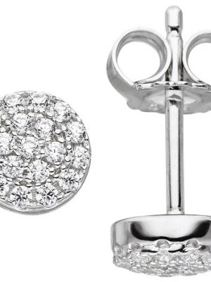 SIGO Ohrstecker rund 925 Sterling Silber mit Zirkonia Ohrringe Silberohrstecker 6 mm