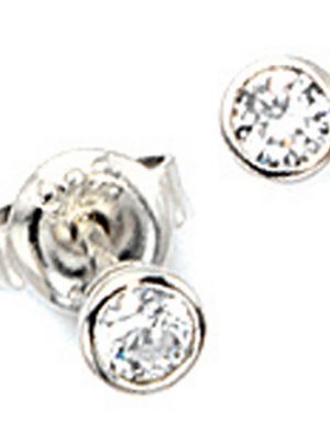SIGO Ohrstecker rund 925 Sterling Silber rhodiniert 2 Zirkonia Ohrringe