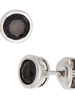 SIGO Ohrstecker rund 925 Sterling Silber rhodiniert 2 Zirkonia Ohrringe