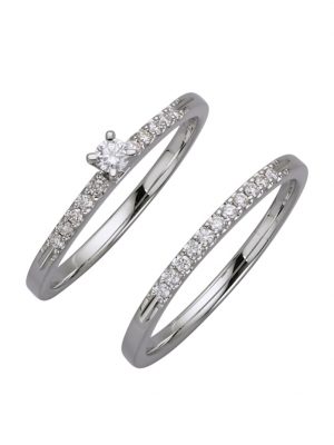 2tlg. Ring-Set mit Brillanten Diemer Diamant Silberfarben