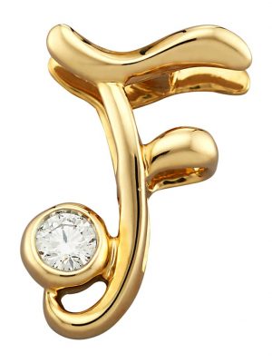 Buchstaben-Anhänger 'F' Diemer Diamant Gelbgoldfarben
