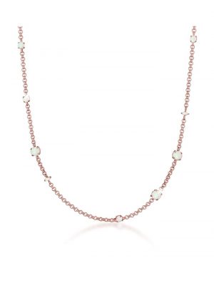 Elli Premium Halskette Erbskette Synthetischer Opal Stein 925 Silber Elli Premium Rosegold