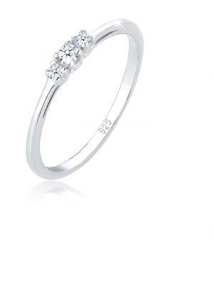 Elli Premium Ring Verlobungsring Diamant (0.07 ct.) Zart 925 Silber Elli Premium Silber