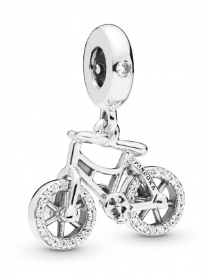 Charm-Anhänger -Brillantes Fahrrad- Pandora Silberfarben