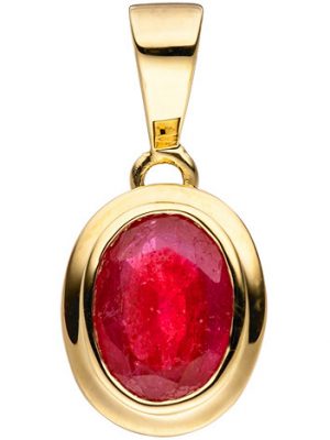 SIGO Anhänger oval 585 Gold Gelbgold 1 Rubin rot Goldanhänger Rubinanhänger