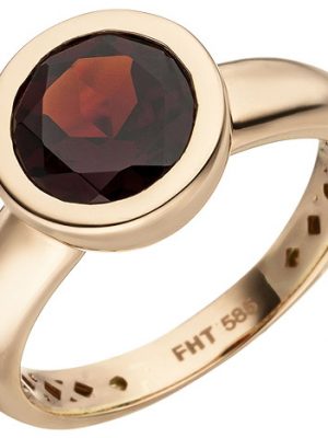 SIGO Damen Ring 585 Gold Rotgold 1 Granat rot Goldring Granatring