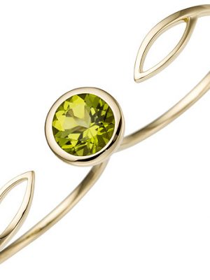 SIGO Damen Zweifinger Ring 585 Gold Gelbgold 1 Peridot grün Goldring Zweifingerring