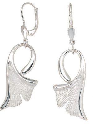 SIGO Boutons Gingko Ginko 925 Sterling Silber mattiert Ohrringe Ohrhänger