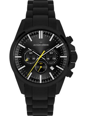 Jacques Lemans Herrenuhr im SALE Chronograph Sport 1-2119F, Schwarz, EAN: 4040662164364
