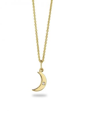 Jeberg Halskette - Mini Moon - 4730 925 Silber vergoldet, Zirkonia gold