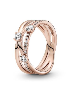 Pandora Ring - Sparkling Triple Band - 189400C01 Zirkonia, Metall roségold