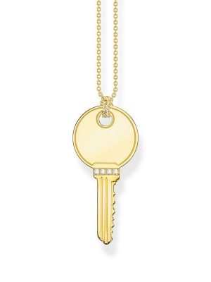 Thomas Sabo Halskette - Schlüssel - KE2131-414-14-L50V 925 Silber vergoldet, Zirkonia gold