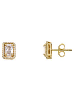 XENOX Ohrstecker - Circle Halo - XS7068G 925 Silber vergoldet, Zirkonia gold